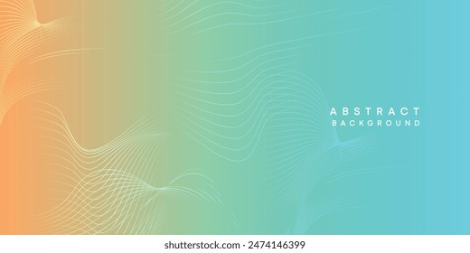 Abstract orange-sky blue digital future technology geometric flowing line background. Teal, Ocean, red gradient smooth wave lines web banner background for cover, flyer, header, poster, website