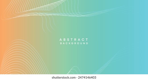 Abstract orange-sky blue digital future technology geometric flowing line background. Teal, Ocean, red gradient smooth wave lines web banner background for cover, flyer, header, poster, website