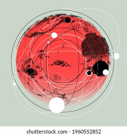 An abstract orb composed of dots and particles. Vector illustration of a sphere.