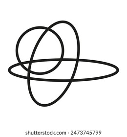 Abstract orbit shape. Black lines. Geometric design. Vector illustration.