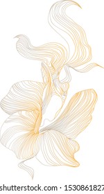 Abstract orchid flower in vector lines. Beautiful flower made of thin smooth lines