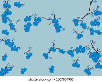 Abstract orchid pattern. Gentle flowers background. Vector illustration for invitation, card, celebration, party, carnival, festive holiday and Your project. Gentle blue Background