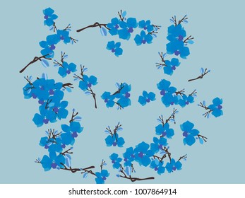Abstract orchid pattern. Gentle flowers background. Vector illustration for invitation, card, celebration, party, carnival, festive holiday and Your project. Gentle blue Background