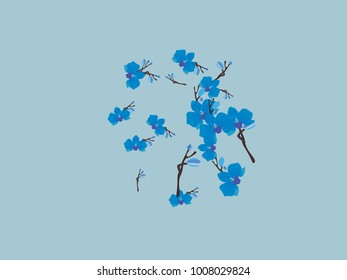 Abstract orchid pattern. Gentle flowers background. Vector illustration for invitation, card, celebration, party, carnival, festive holiday and Your project. Gentle blue Background