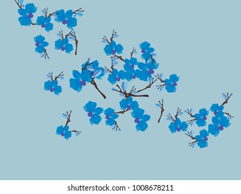 Abstract orchid pattern. Gentle flowers background. Vector illustration for invitation, card, celebration, party, carnival, festive holiday and Your project. Gentle blue Background