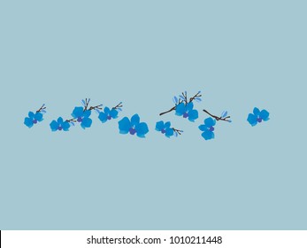 Abstract orchid pattern. Gentle flowers background. Vector illustration for invitation, card, celebration, party, carnival, festive holiday and Your project. Gentle blue Background