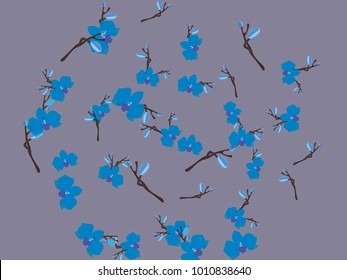 Abstract orchid pattern. Gentle flowers background. Vector illustration for invitation, card, celebration, party, carnival, festive holiday and Your project. Gentle grey Background