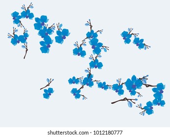 Abstract orchid pattern. Gentle flowers background. Vector illustration for invitation, card, celebration, party, carnival, festive holiday and Your project. Gentle grey Background