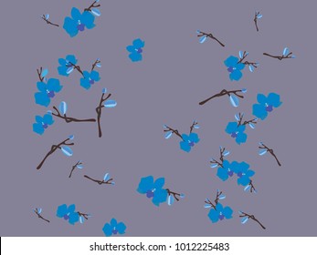 Abstract orchid pattern. Gentle flowers background. Vector illustration for invitation, card, celebration, party, carnival, festive holiday and Your project. Gentle grey Background