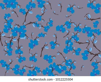 Abstract orchid pattern. Gentle flowers background. Vector illustration for invitation, card, celebration, party, carnival, festive holiday and Your project. Gentle grey Background