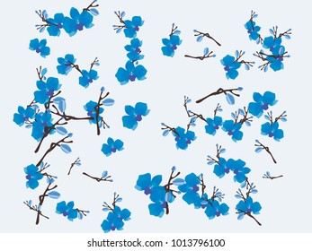 Abstract orchid pattern. Gentle flowers background. Vector illustration for invitation, card, celebration, party, carnival, festive holiday and Your project. Gentle grey Background