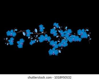 Abstract orchid pattern. Gentle flowers background. Vector illustration for invitation, card, celebration, party, carnival, festive holiday and Your project. Black Background