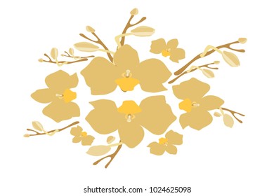 Abstract orchid pattern. Gentle flowers background. Isolated. Vector illustration for invitation, card, celebration, party, carnival, festive holiday and Your project.