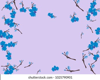 Abstract orchid pattern. Gentle flowers background. Vector illustration for invitation, card, celebration, party, carnival, festive holiday and Your project. Gentle blue Background