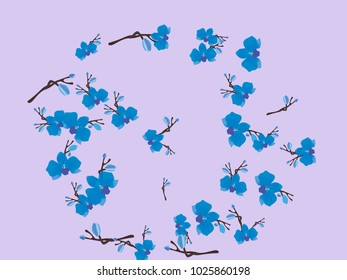 Abstract orchid pattern. Gentle flowers background. Vector illustration for invitation, card, celebration, party, carnival, festive holiday and Your project. Gentle blue Background