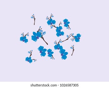 Abstract orchid pattern. Gentle flowers background. Vector illustration for invitation, card, celebration, party, carnival, festive holiday and Your project. Gentle blue Background