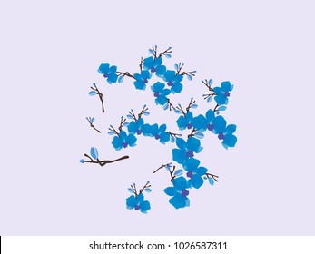 Abstract orchid pattern. Gentle flowers background. Vector illustration for invitation, card, celebration, party, carnival, festive holiday and Your project. Gentle blue Background