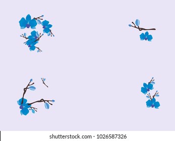 Abstract orchid pattern. Gentle flowers background. Vector illustration for invitation, card, celebration, party, carnival, festive holiday and Your project. Gentle blue Background