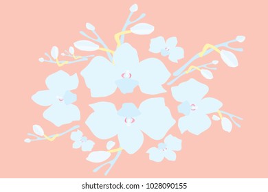 Abstract orchid pattern. Gentle flowers background. Vector illustration for invitation, card, celebration, party, carnival, festive holiday and Your project. Pastel Background