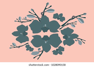 Abstract orchid pattern. Gentle flowers background. Vector illustration for invitation, card, celebration, party, carnival, festive holiday and Your project. Pastel Background