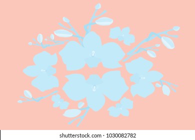Abstract orchid pattern. Gentle flowers background. Vector illustration for invitation, card, celebration, party, carnival, festive holiday and Your project. Pastel Background