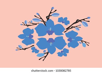 Abstract orchid pattern. Gentle flowers background. Vector illustration for invitation, card, celebration, party, carnival, festive holiday and Your project. Pastel Background