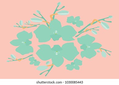 Abstract orchid pattern. Gentle flowers background. Vector illustration for invitation, card, celebration, party, carnival, festive holiday and Your project. Pastel Background