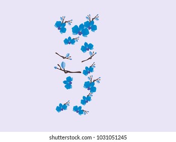 Abstract orchid pattern. Gentle flowers background. Vector illustration for invitation, card, celebration, party, carnival, festive holiday and Your project. Gentle blue Background