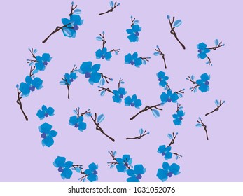 Abstract orchid pattern. Gentle flowers background. Vector illustration for invitation, card, celebration, party, carnival, festive holiday and Your project. Gentle blue Background