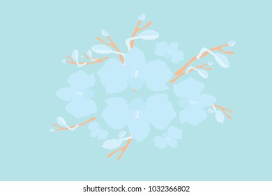 Abstract orchid pattern. Gentle flowers background. Vector illustration for invitation, card, celebration, party, carnival, festive holiday and Your project. Gentle blue Background