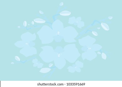 Abstract orchid pattern. Gentle flowers background. Vector illustration for invitation, card, celebration, party, carnival, festive holiday and Your project. Gentle blue Background