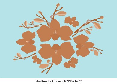 Abstract orchid pattern. Gentle flowers background. Vector illustration for invitation, card, celebration, party, carnival, festive holiday and Your project. Gentle blue Background