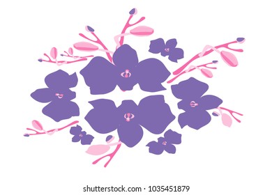 Abstract orchid pattern. Gentle flowers background. Isolated. Vector illustration for invitation, card, celebration, party, carnival, festive holiday and Your project.
