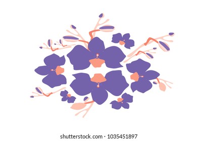 Abstract orchid pattern. Gentle flowers background. Isolated. Vector illustration for invitation, card, celebration, party, carnival, festive holiday and Your project.