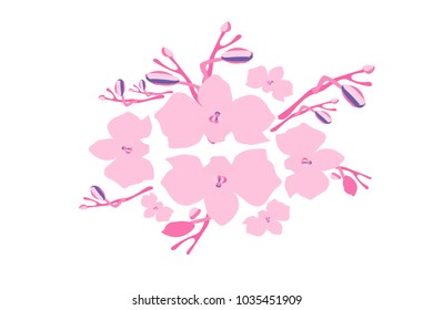 Abstract orchid pattern. Gentle flowers background. Isolated. Vector illustration for invitation, card, celebration, party, carnival, festive holiday and Your project.