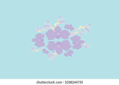 Abstract orchid pattern. Gentle flowers background. Vector illustration for invitation, card, celebration, party, carnival, festive holiday and Your project. Gentle blue Background