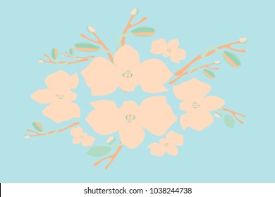 Abstract orchid pattern. Gentle flowers background. Vector illustration for invitation, card, celebration, party, carnival, festive holiday and Your project. Gentle blue Background