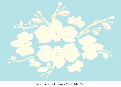 Abstract orchid pattern. Gentle flowers background. Vector illustration for invitation, card, celebration, party, carnival, festive holiday and Your project. Gentle blue Background