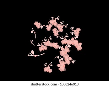 Abstract orchid pattern. Gentle flowers background. Vector illustration for invitation, card, celebration, party, carnival, festive holiday and Your project. Black Background