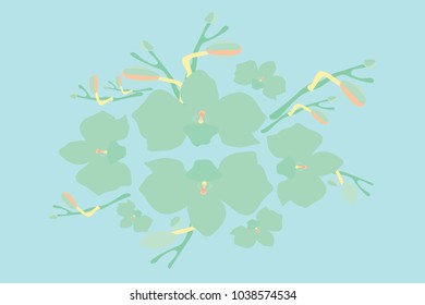 Abstract orchid pattern. Gentle flowers background. Vector illustration for invitation, card, celebration, party, carnival, festive holiday and Your project. Gentle blue Background
