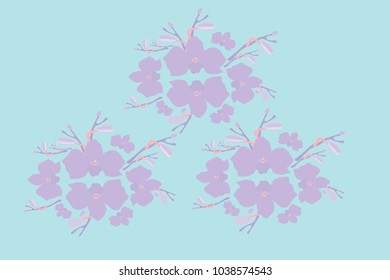 Abstract orchid pattern. Gentle flowers background. Vector illustration for invitation, card, celebration, party, carnival, festive holiday and Your project. Gentle blue Background