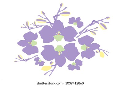 Abstract orchid pattern. Gentle flowers background. Isolated. Vector illustration for invitation, card, celebration, party, carnival, festive holiday and Your project.