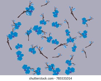 Abstract orchid pattern. Gentle flowers background. Vector illustration for invitation, card, celebration, party, carnival, festive holiday and Your project. Gentle grey Background