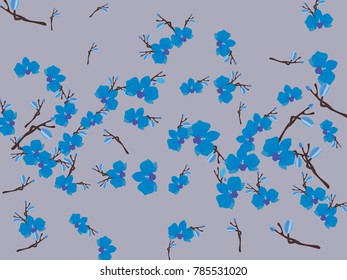 Abstract orchid pattern. Gentle flowers background. Vector illustration for invitation, card, celebration, party, carnival, festive holiday and Your project. Gentle grey Background