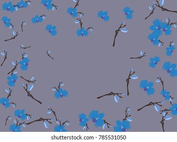 Abstract orchid pattern. Gentle flowers background. Vector illustration for invitation, card, celebration, party, carnival, festive holiday and Your project. Gentle grey Background