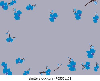 Abstract orchid pattern. Gentle flowers background. Vector illustration for invitation, card, celebration, party, carnival, festive holiday and Your project. Gentle grey Background