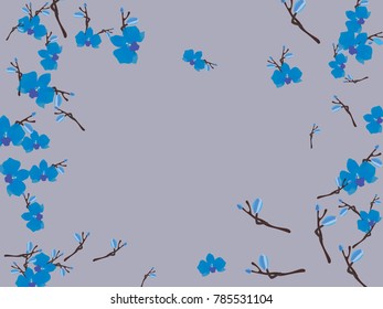Abstract orchid pattern. Gentle flowers background. Vector illustration for invitation, card, celebration, party, carnival, festive holiday and Your project. Gentle grey Background
