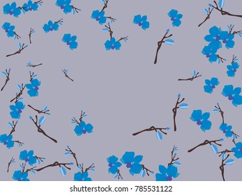 Abstract orchid pattern. Gentle flowers background. Vector illustration for invitation, card, celebration, party, carnival, festive holiday and Your project. Gentle grey Background