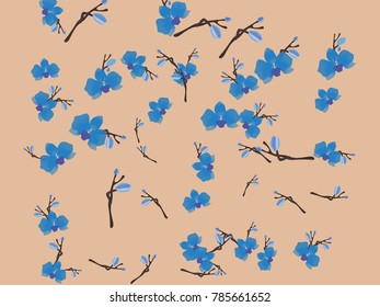 Abstract orchid pattern. Gentle flowers background. Vector illustration for invitation, card, celebration, party, carnival, festive holiday and Your project. Pastel Background