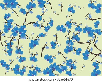 Abstract orchid pattern. Gentle flowers background. Vector illustration for invitation, card, celebration, party, carnival, festive holiday and Your project. Pastel Background
